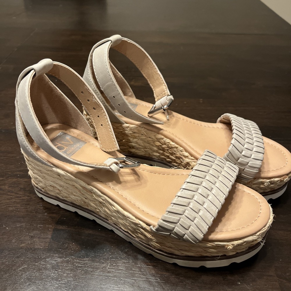 DV Dolce Vita Blayke Woven Ankle Strap Flatform Espadrille Sandals Size 6